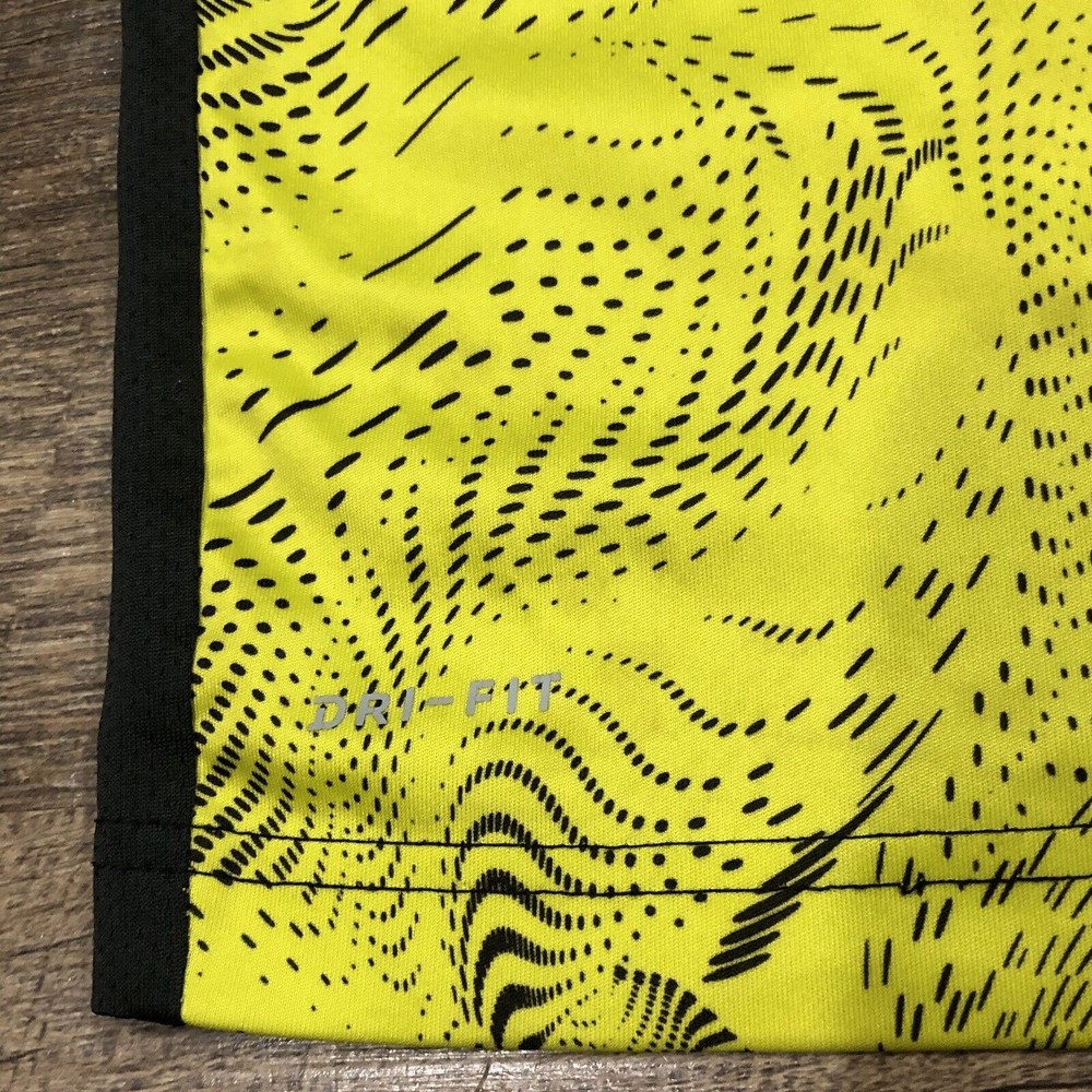 Nike Shirt Boys Medium 5/6 Black Yellow Athletic DriFit Logo Youth Kids - Picture 3 of 10